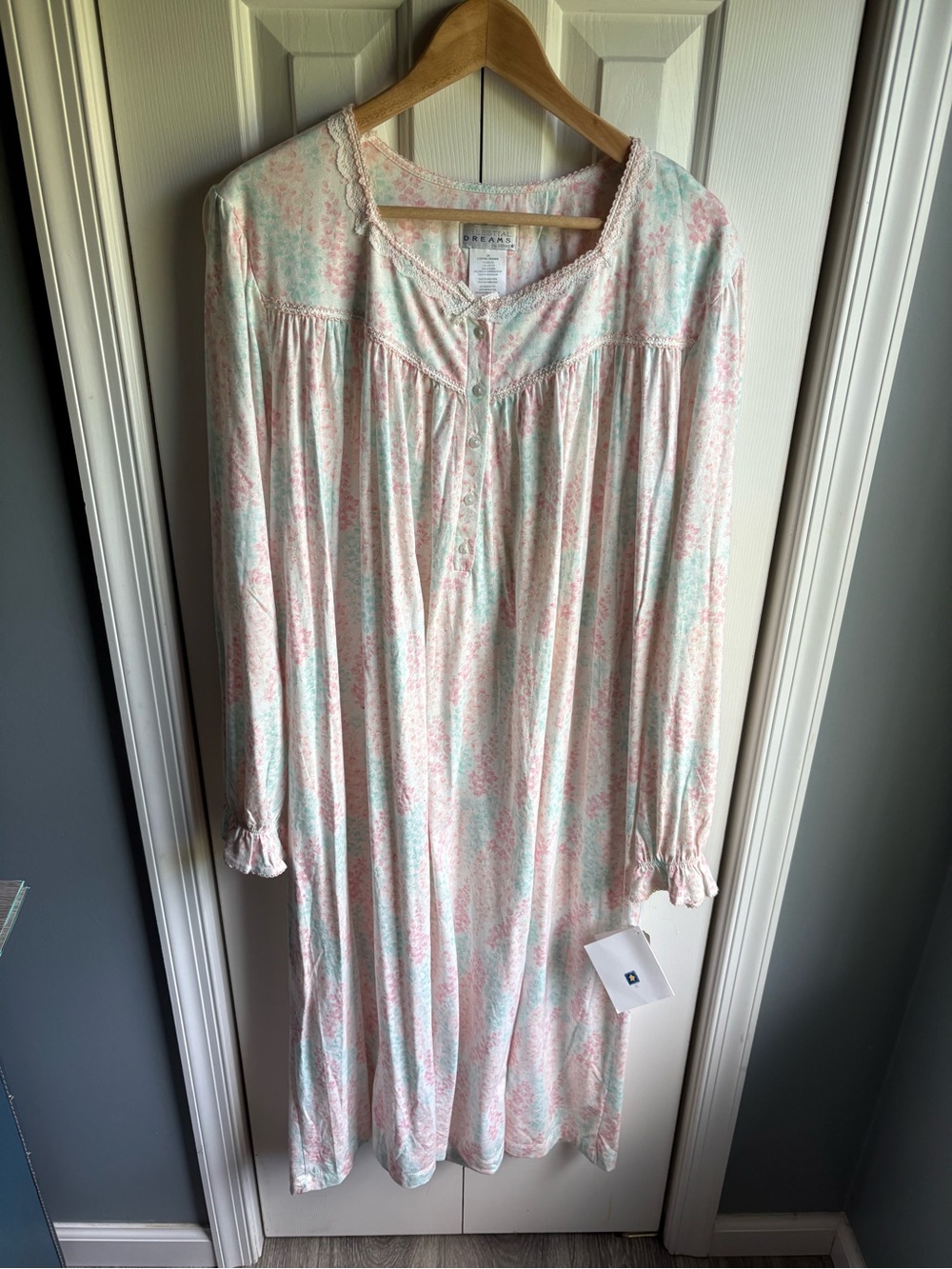 Celestial Dreams Floral Print Long Sleeve Nightgown Maxi Length Size 2X NWT